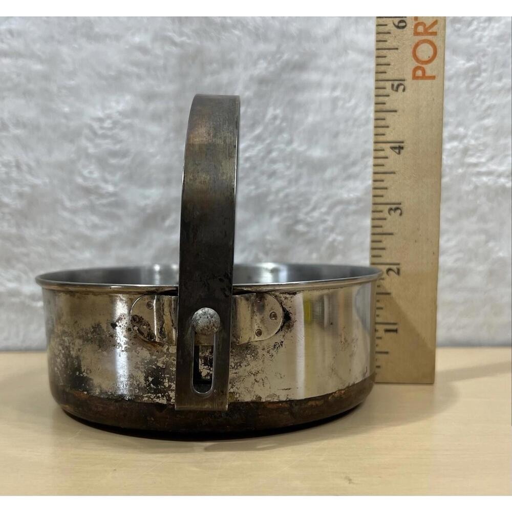 Vintage Stainless Steel Camping Mess Pan Military Style Cook Pot
